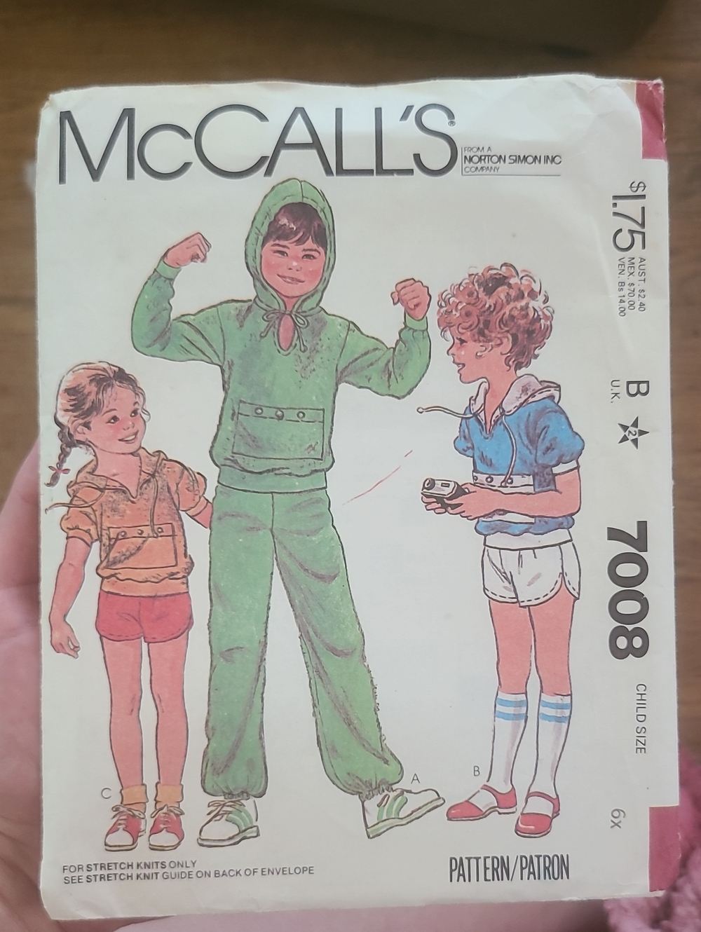 vintage McCall's 7008 sewing pattern for a children's casual knit loungewear set